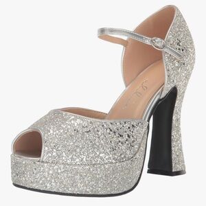 Ellie Shoes Sparkling Silver Platform Heels